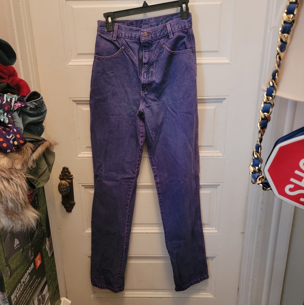 Vintage Ozark Mountain Jean  Purple High-Waisted Jeans Sz 9 Or Smaller 13.5 Flat